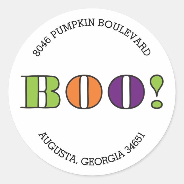 Boo ! Étiquette de l'adresse de retour d'Halloween (Devant)