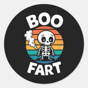 Boo Fart Funny Farting Skeleton For Halloween Classic Round Sticker