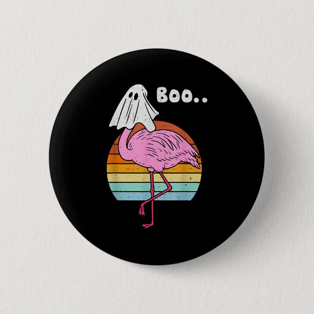 Boo Flamingo Ghost Soky Halloween Costume Bird Ani 2 Inch Round Button (Front)