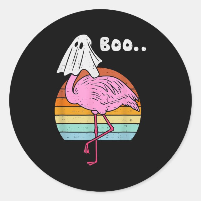 Boo Flamingo Ghost Soky Halloween Costume Bird Ani Classic Round Sticker (Front)
