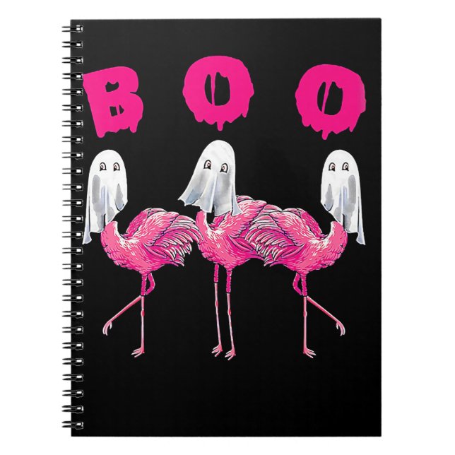 Boo Flamingo Halloween Flamingo Ghost Notebook (Front)