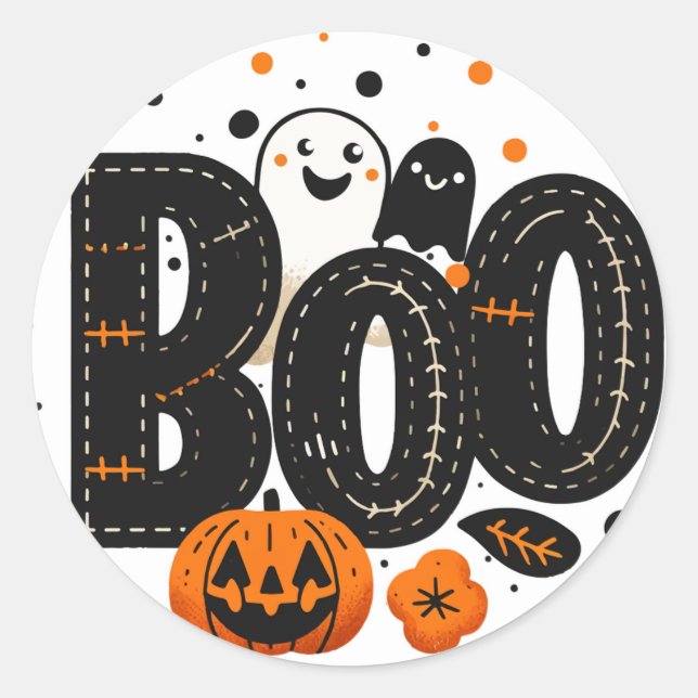 BOO Frankenstein Stitch Halloween Party  Classic Round Sticker (Front)