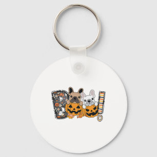 Boo French Bulldog Pumpkin Candy Dog Puppy Hallowe Keychain