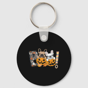 Boo French Bulldog Pumpkin Candy Dog Puppy Keychain