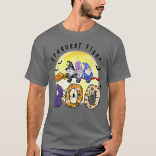 Boo Frequent Flyer Spooky Gnome Pumpkin Halloween T-Shirt