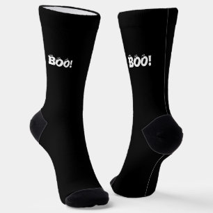 Boo fun eyeballs typography modern fun cute black socks