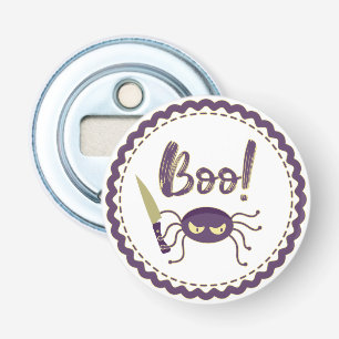 Boo funny Halloween spider character knife hand Bottle Opener