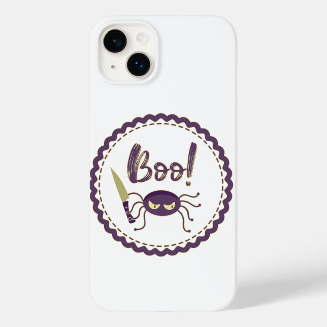 Boo funny Halloween spider character knife hand Case-Mate iPhone Case (Back)