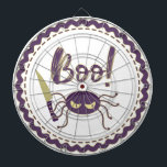 Boo funny Halloween spider character knife hand Dartboard<br><div class="desc">Halloween spider with knife in a hand says Boo!</div>