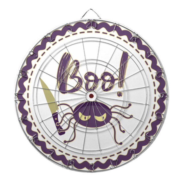 Boo funny Halloween spider character knife hand Dartboard (Front)