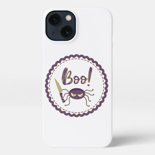 Boo funny Halloween spider character knife hand iPhone Case (Back)