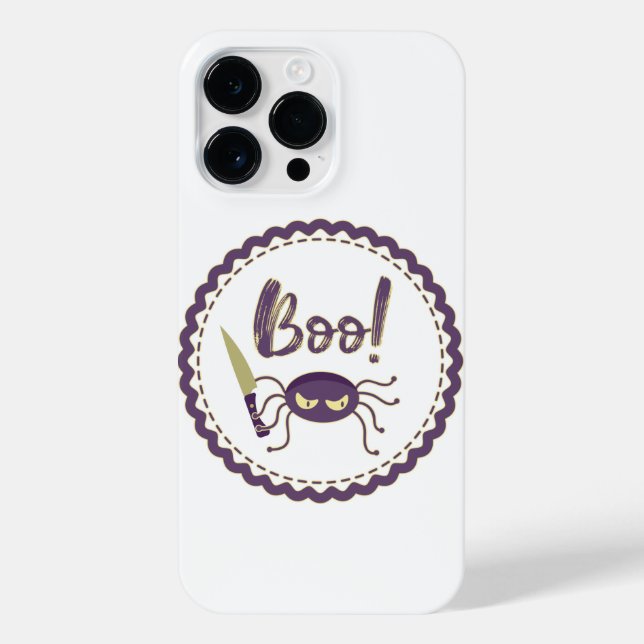 Boo funny Halloween spider character knife hand iPhone Case (Back)