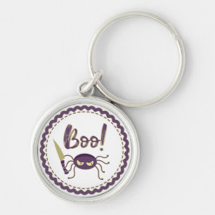 Boo funny Halloween spider character knife hand Keychain
