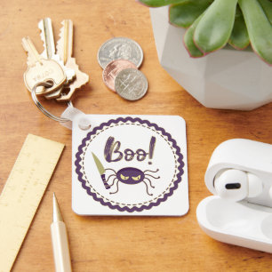 Boo funny Halloween spider character knife hand Keychain