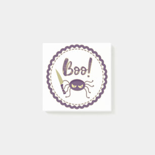 Boo funny Halloween spider character knife hand Post-it Notes