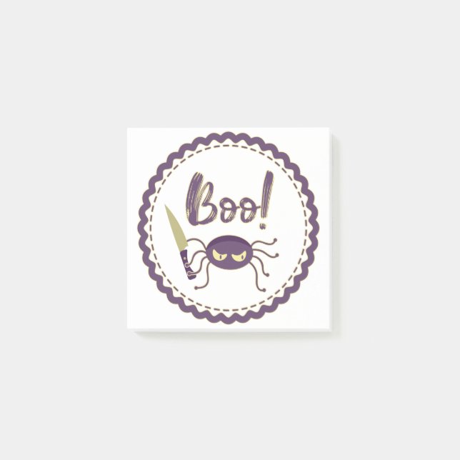 Boo funny Halloween spider character knife hand Post-it Notes (Front)