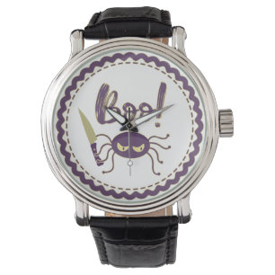 Boo funny Halloween spider character knife hand Watch