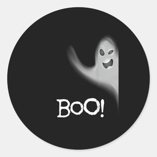 Boo Funny Hiding Peekabo Scary Halloween Classic Round Sticker (Front)