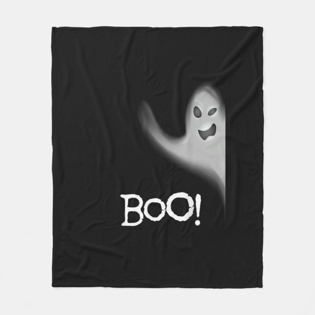 Boo Funny Hiding Peekabo Scary Halloween Fleece Blanket (Front)