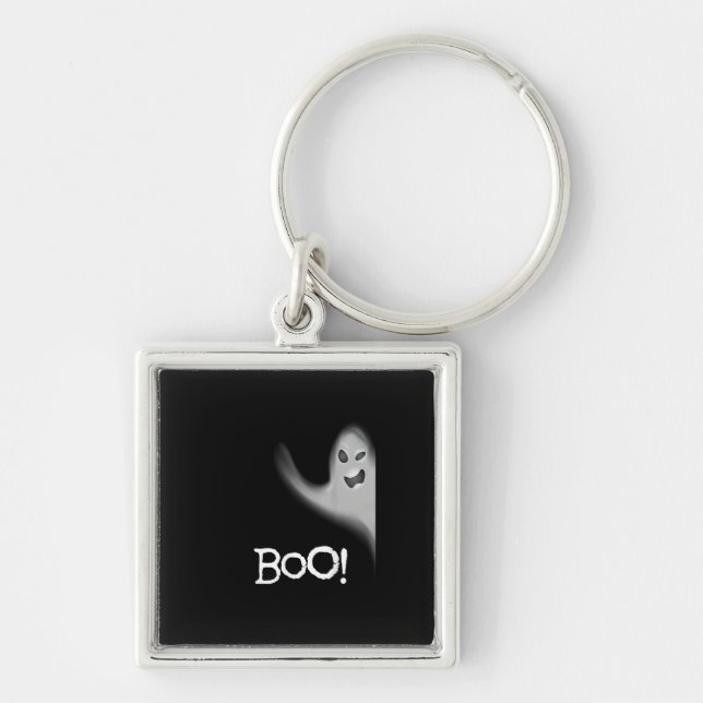 Boo Funny Hiding Peekabo Scary Halloween Keychain (Front)