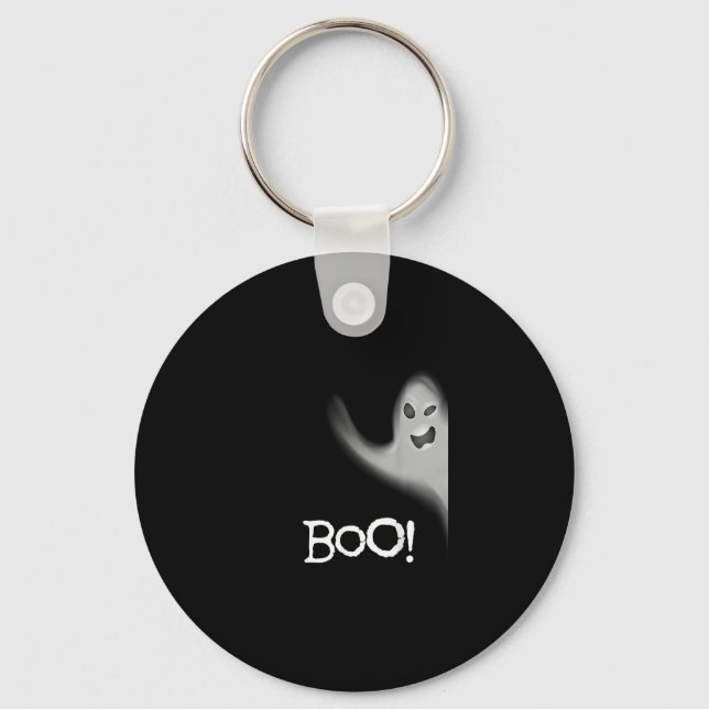 Boo Funny Hiding Peekabo Scary Halloween Keychain (Front)