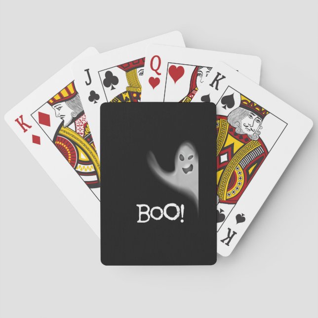 Boo Funny Hiding Peekabo Scary Halloween Playing Cards (Back)