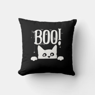 Boo! Funny Hiding Peekabo Scary Halloween Throw Pillow