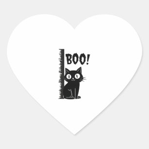 Boo!  Funny Hiding Peekaboo Scary Halloween Cat Heart Sticker