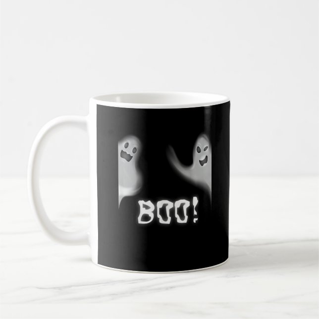 Boo! Funny Hiding Peekaboo Scary Halloween Coffee Mug (Left)