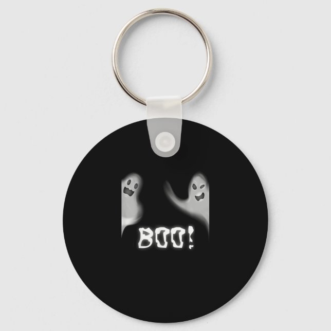Boo! Funny Hiding Peekaboo Scary Halloween Keychain (Front)