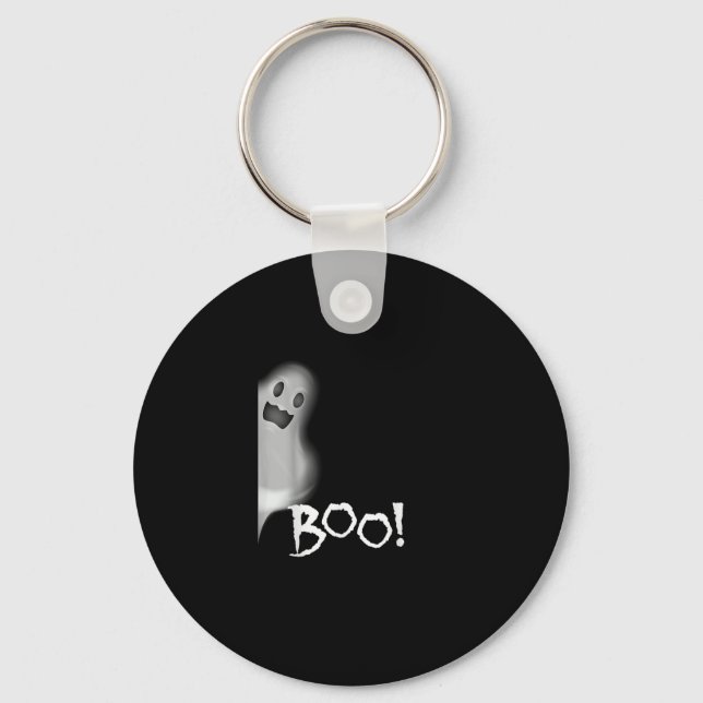 Boo! Funny Hiding Peekaboo Scary Halloween Keychain (Front)