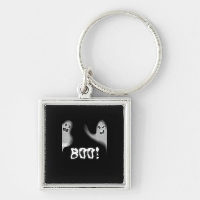 Boo! Funny Hiding Peekaboo Scary Halloween Keychain (Front)