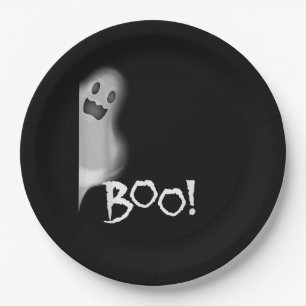 Boo! Funny Hiding Peekaboo Scary Halloween Paper Plate