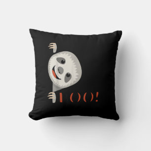 Boo! Funny Hiding Peekaboo Scary Halloween Sloth Throw Pillow