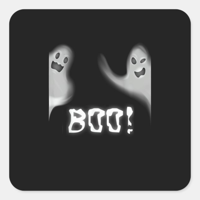 Boo! Funny Hiding Peekaboo Scary Halloween Square Sticker (Front)