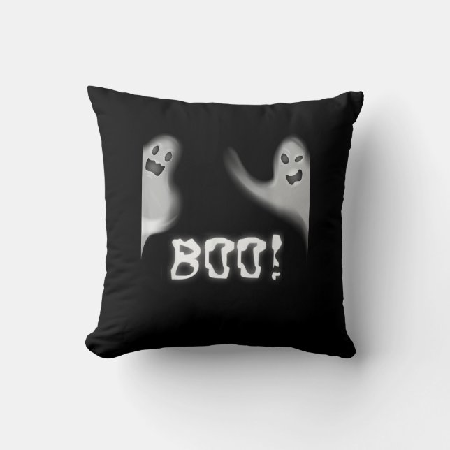 Boo! Funny Hiding Peekaboo Scary Halloween Throw Pillow (Front)