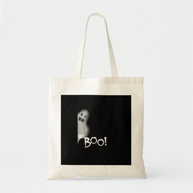 Boo! Funny Hiding Peekaboo Scary Halloween Tote Bag (Front)