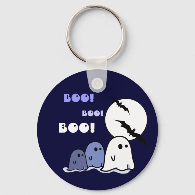 Boo! Funny Little Ghosts Halloween Gift  Keychain (Front)