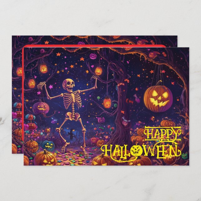 Boo-gee bones  Halloween Bash Card (Front/Back)