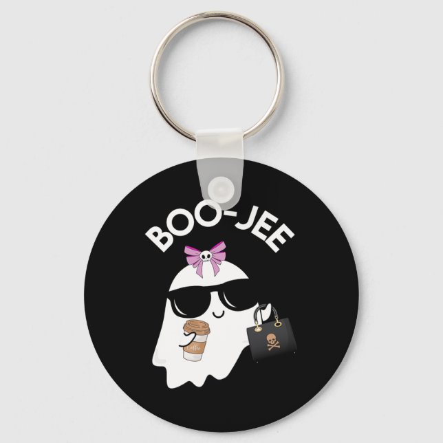 Boo Gee Boo Jee Funny Halloween Boujie Girl Ghost  Keychain (Front)