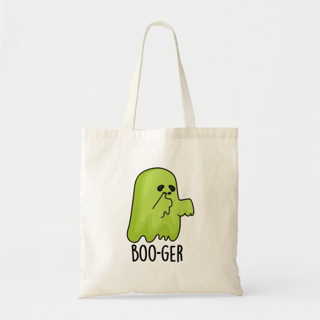 Boo-ger Funny Halloween Booger Ghost Pun  Tote Bag (Front)