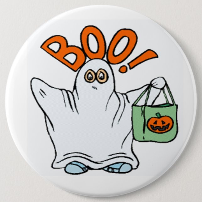 BOO ! GHOST 6 INCH ROUND BUTTON (Front)