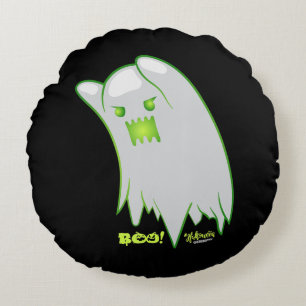 Boo Ghost Bats Spider Creepy Halloween Round Pillow