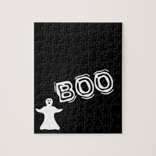 Boo Ghost Black Halloween Frustrating Jigsaw Puzzle (Vertical)