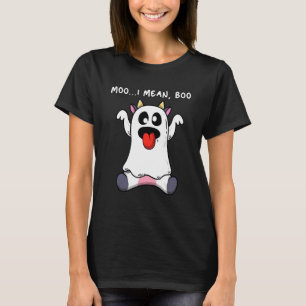 Boo Ghost Cow Halloween Moo I Mean Boo Cow Hallow T-Shirt