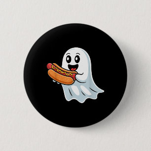 Boo Ghost Eating Hot Dog Halloween Spooky Costume 2 Inch Round Button
