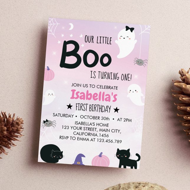 Boo Ghost First Birthday Invitation (Creator Uploaded)