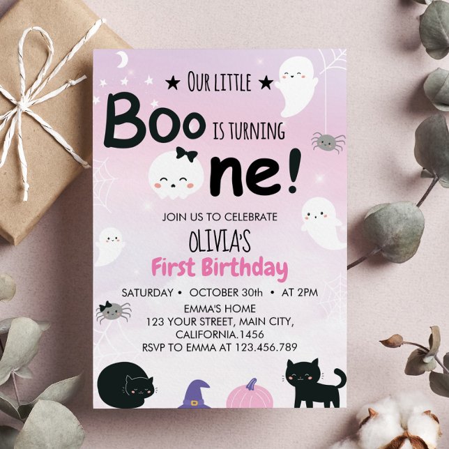 Boo Ghost First Birthday Party Invitation (Creator Uploaded)