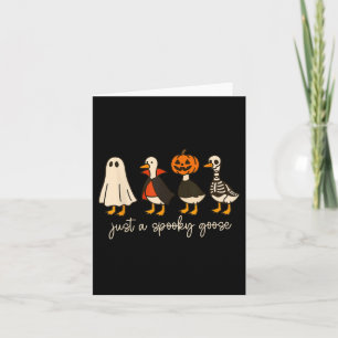 Boo Ghost Goose Halloween Spooky Goose Fall Skelet Card
