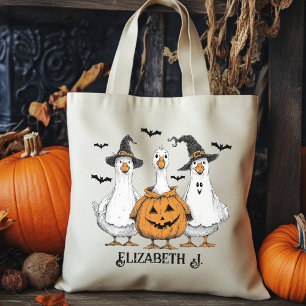 Boo Ghost Goose Halloween Tote, Trick or Treat Bag